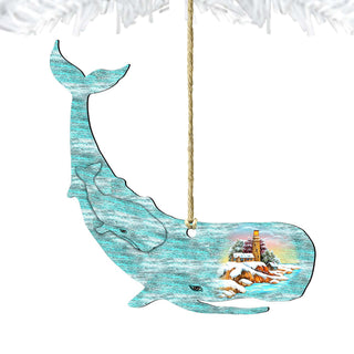 Whale Wooden Ornaments by G. DeBrekht - Coastal Holiday Decor - 8198516