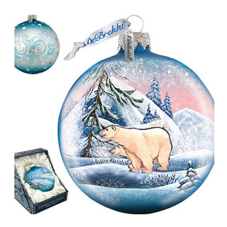 Polar Ice Ball Glass Ornament by G. DeBrekht - Wildlife Holiday Decor - 73411