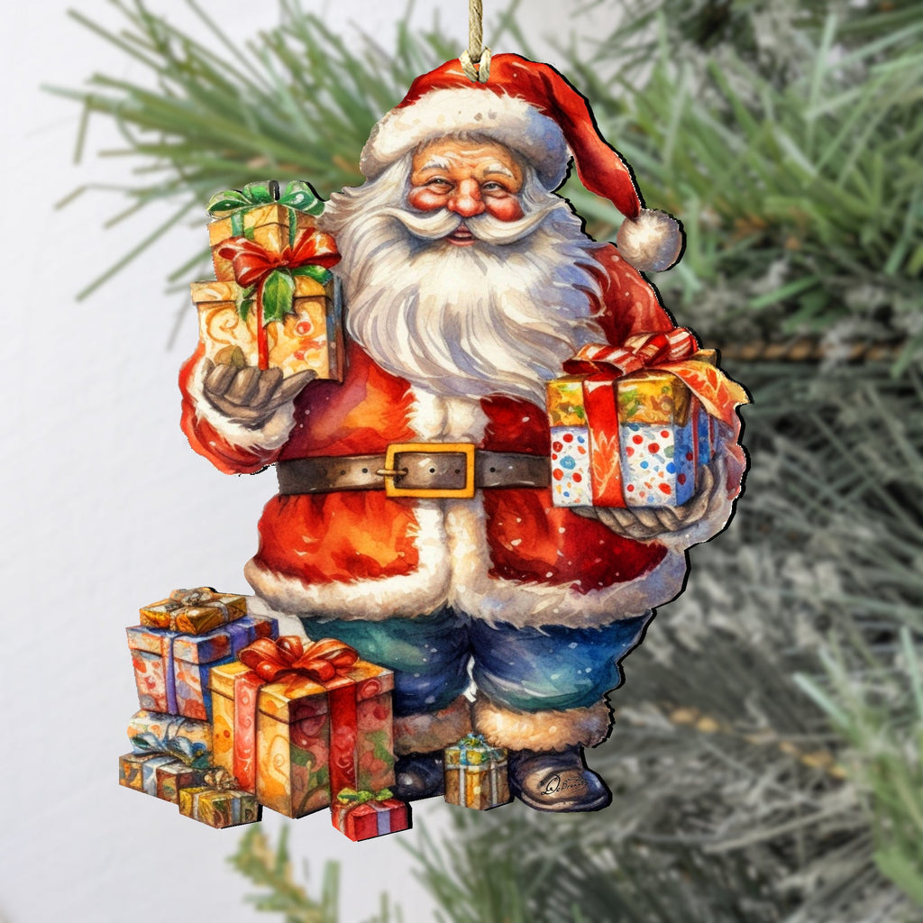 Merry Delivery Santa Wooden Ornaments by G. Debrekht Christmas Santa Snowman Decor - 8611080