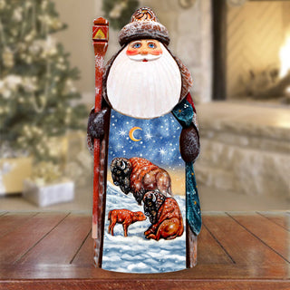 Bison's Family Santa Hand-Painted WOODCARVED Masterpiece Figurine by G. DeBrekht - Christmas Decor - 8201025