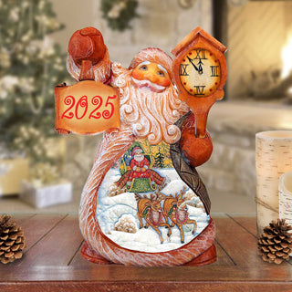 2025 Santa Village Sleigh Ride Dated Christmas Figurine by G. DeBrekht - Christmas Santa Snowman Decor - 5616394-D25