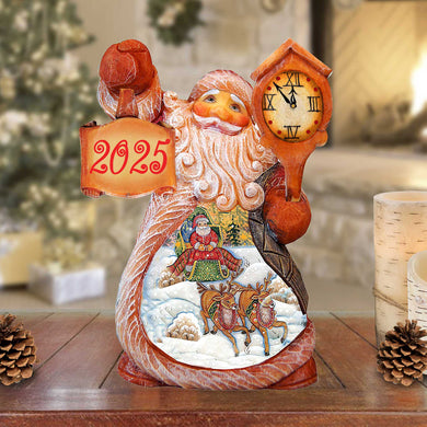 2025 Santa Village Sleigh Ride Dated Christmas Figurine by G. DeBrekht - Christmas Santa Snowman Decor - 5616394-D25