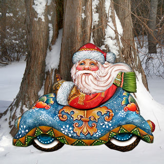 Santa In the Car Christmas Door Decor by G. DeBrekht - Christmas Santa Snowman Decor - 8112045H
