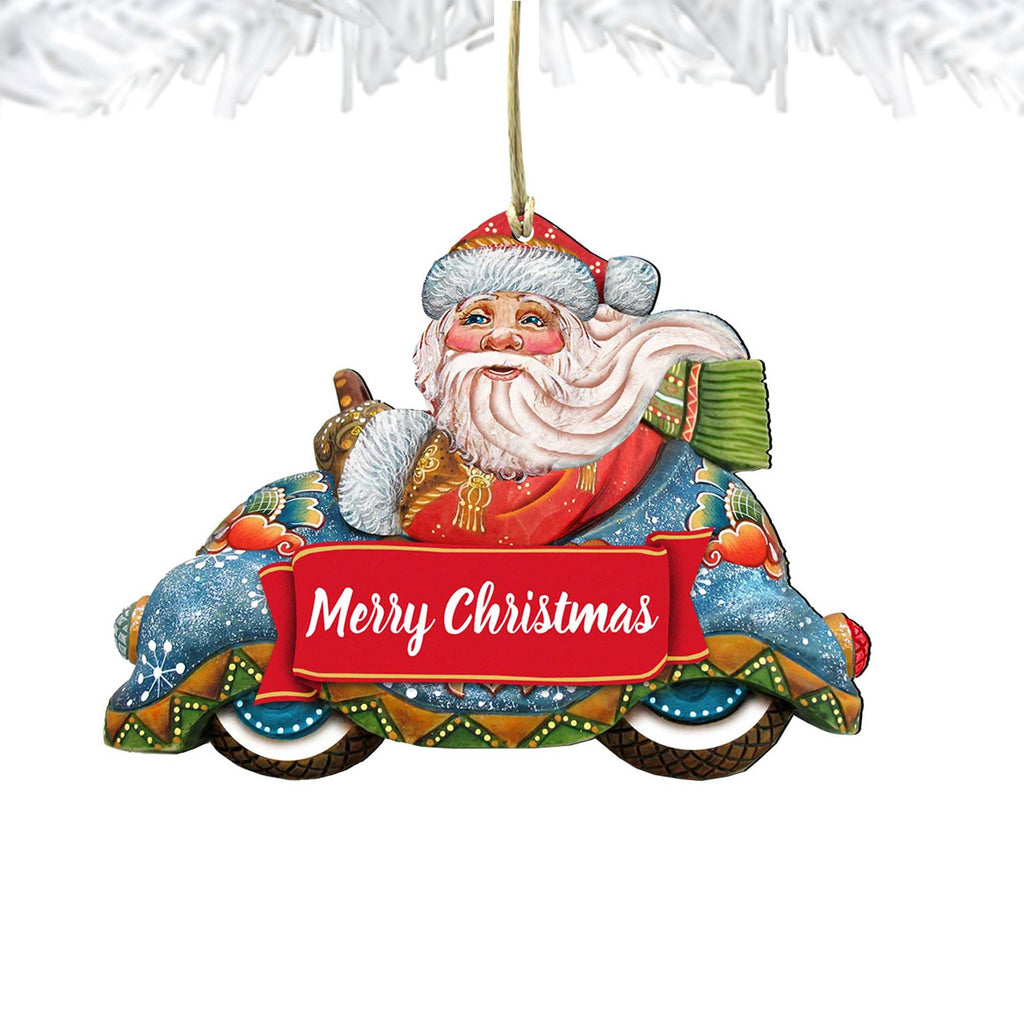 Merry Christmas Santa Wooden Ornaments by G. DeBrekht - Christmas Santa Snowman Decor - 8112045-2