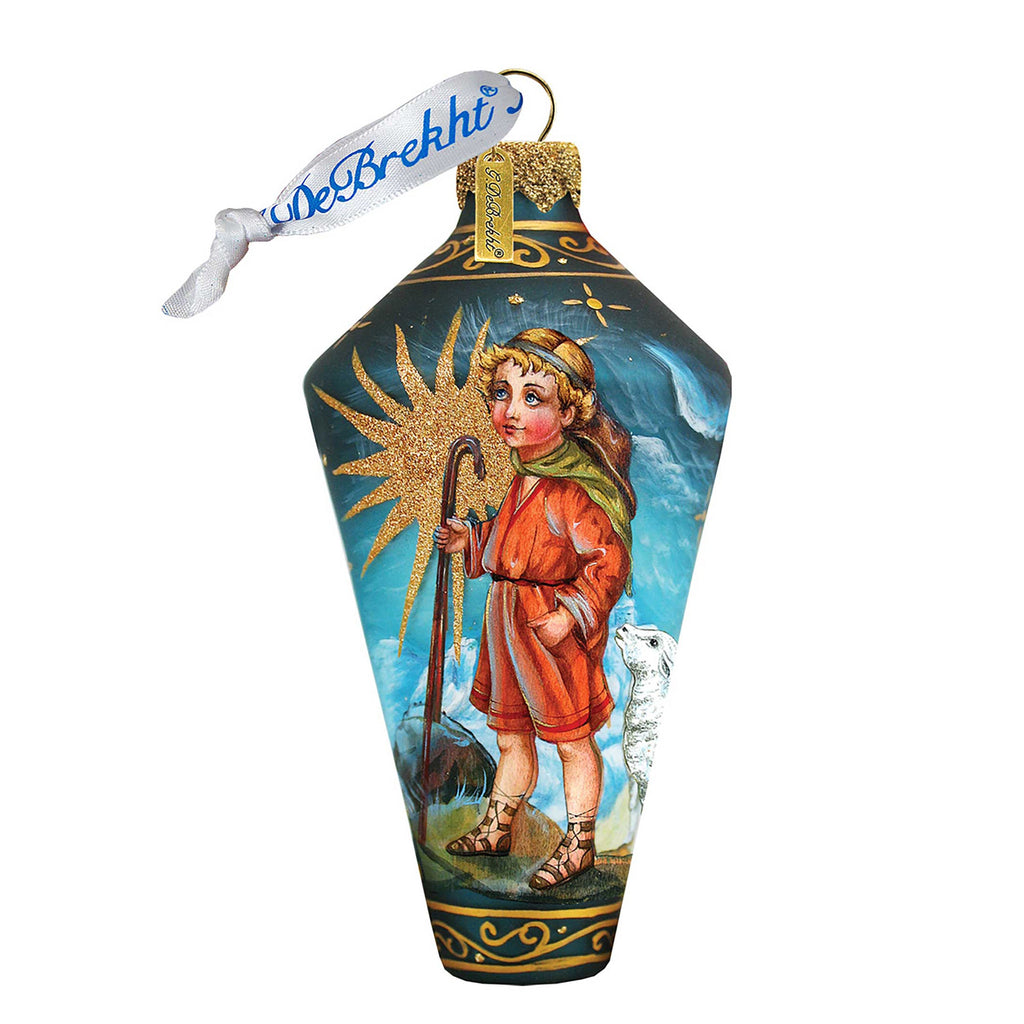 Shepherd Boy Drop Glass Ornament by G. DeBrekht - Nativity Holiday Decor - 73541