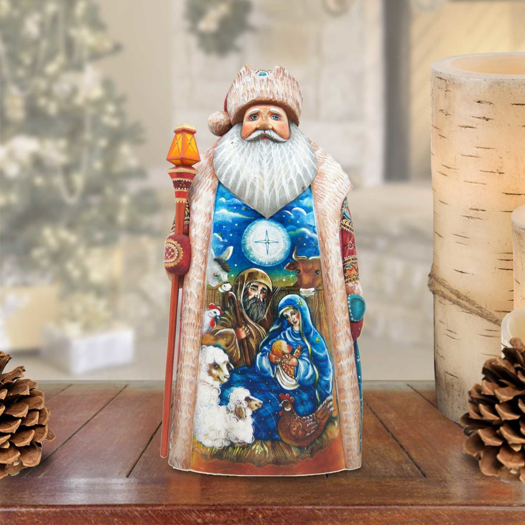 Nativity Santa in Crate Hand-Painted WOODCARVED Masterpiece by G. DeBrekht - Nativity Holiday Decor - 210220SE