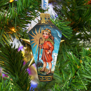 Shepherd Boy Drop Glass Ornament by G. DeBrekht - Nativity Holiday Decor - 73541