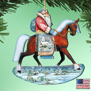 Horsey Santa Christmas Wooden Ornaments by G. DeBrekht - Christmas Santa Snowman Decor - 8151121