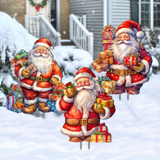 Heartwarming Gifts for All Outdoor Garden Decor Set of 3 by G. Debrekht - Christmas Santa Snowman Decor - 8120130MS3