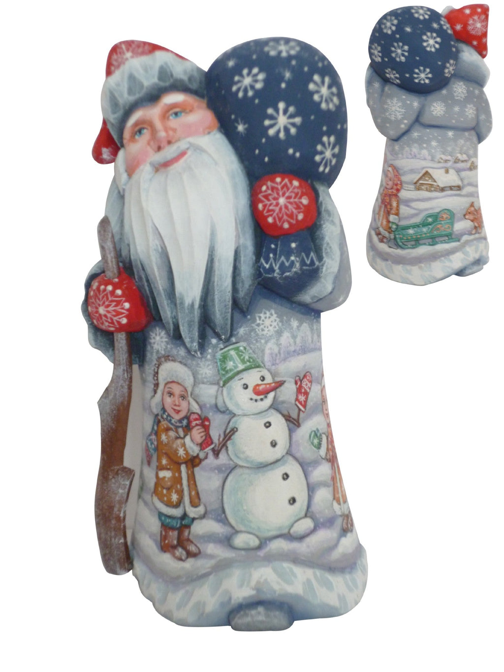 Snowman Play Santa Hand-Painted WOODCARVED Masterpiece by G. DeBrekht - Christmas Santa Snowman Decor - 8215103