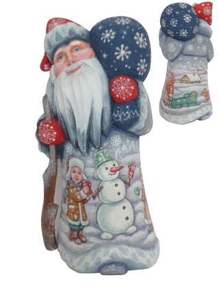 Snowman Play Santa Hand-Painted WOODCARVED Masterpiece by G. DeBrekht - Christmas Santa Snowman Decor - 8215103