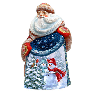 Baby Snowman's First Winter Santa Hand-Painted WOODCARVED Masterpiece Figurine by G. DeBrekht - Santa Snowman Christmas Decor - 8203016-DG *** PRE-ORDER - Handmade Just for You! ***