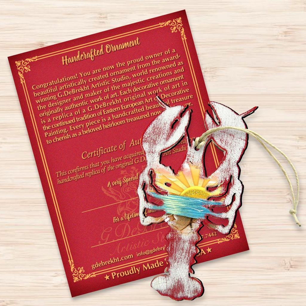 Rustic Lobster Wooden Ornaments by G. DeBrekht - Coastal Holiday Decor - 8198538