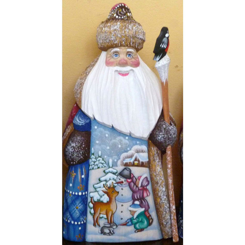 Playing Snowman Santa Hand-Painted WOODCARVED Masterpiece by G. DeBrekht - Christmas Santa Snowman Decor - 8215948