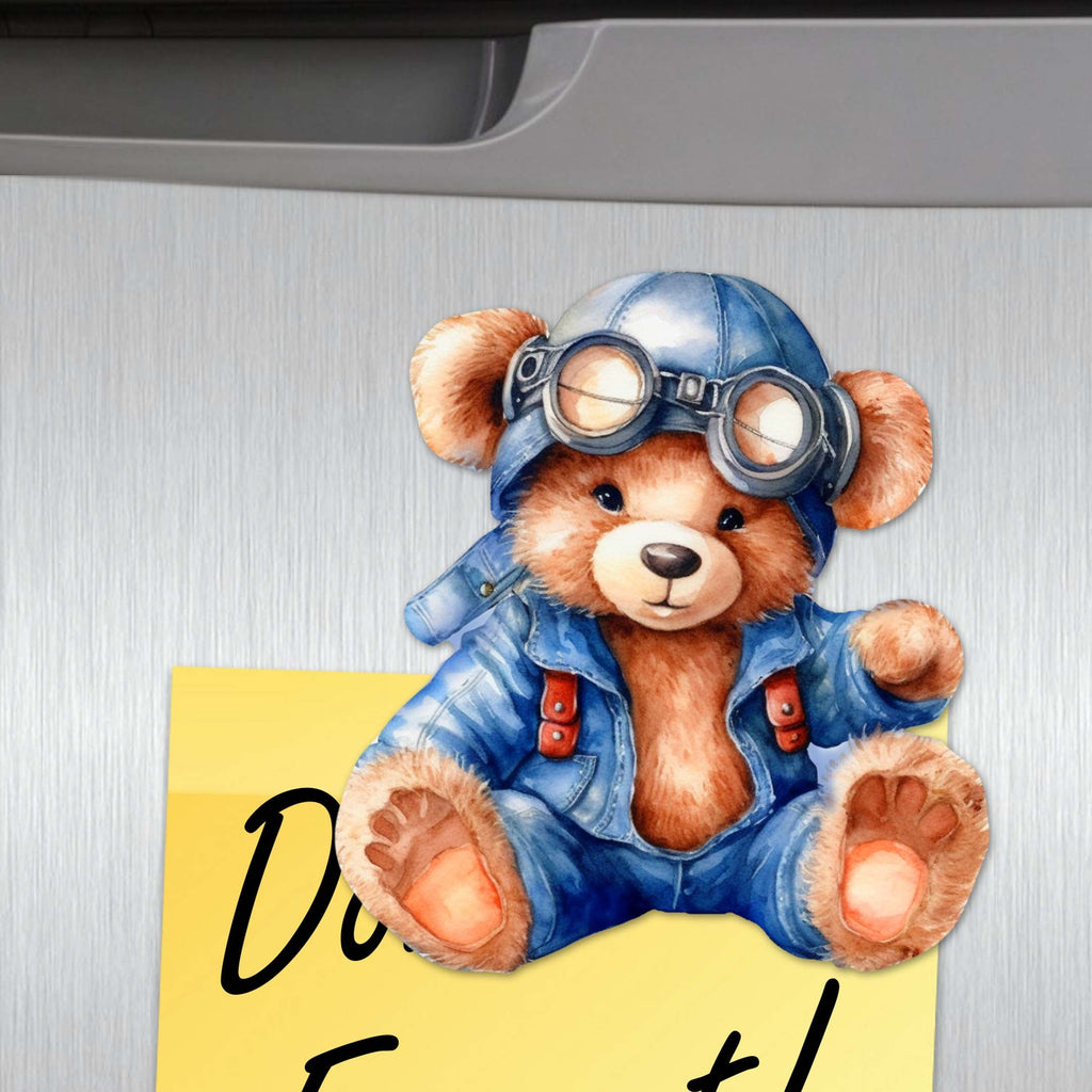 Aviator Teddy Bear Decorative Eco Wood Magnets Set of 6 by G. Debrekht - Christmas Decor - 8090010G-S6