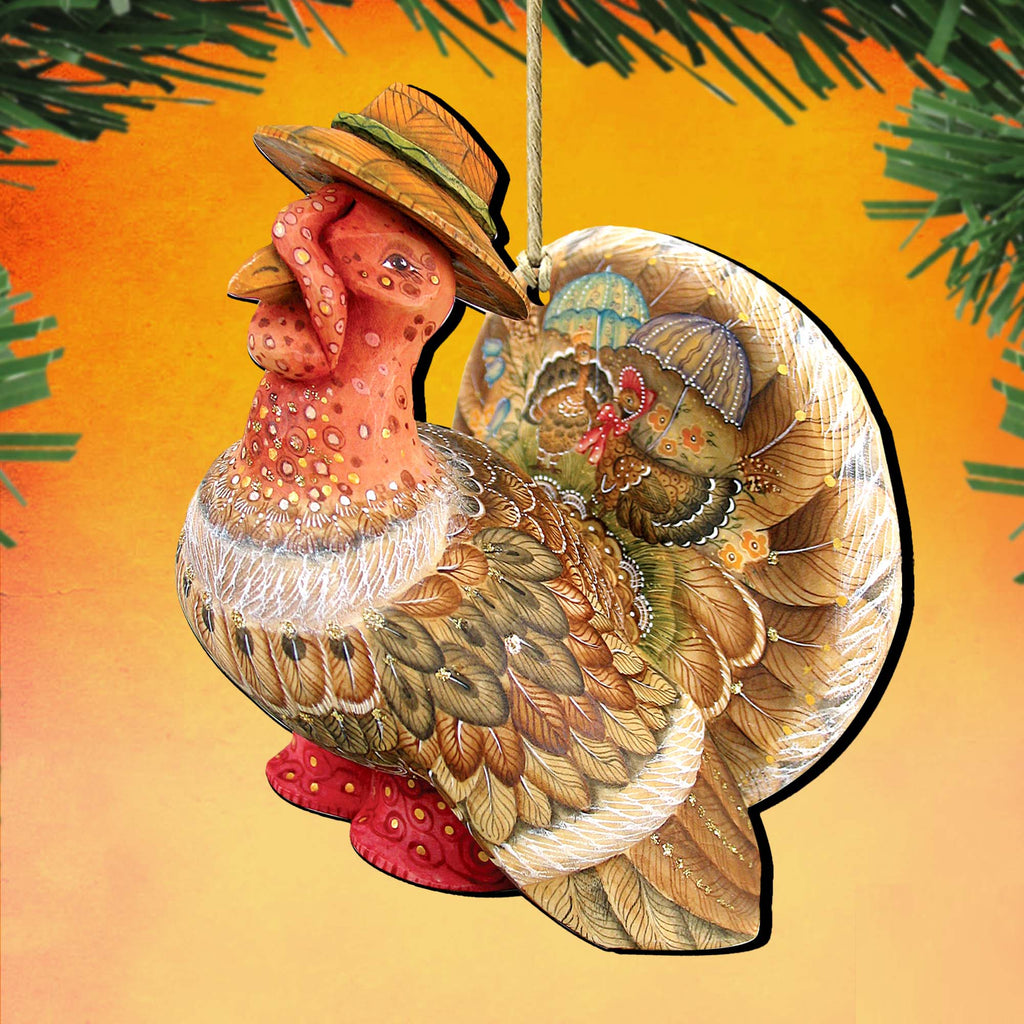 Tom the Turkey Wooden Ornaments by G. DeBrekht - Thanksgiving Halloween Decor - 8158904