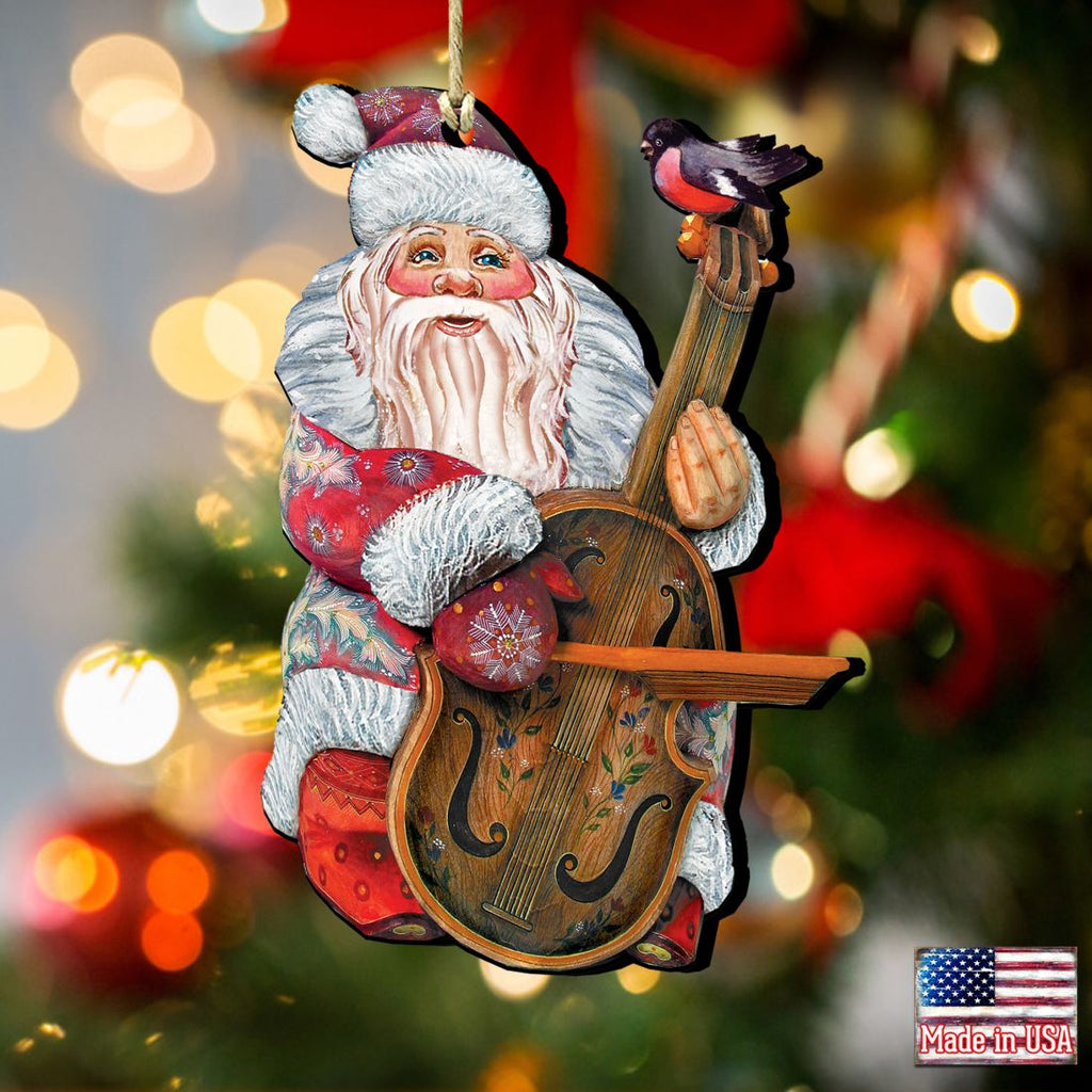 Violin Santa Christmas Wooden Ornaments by G. DeBrekht - Christmas Santa Snowman Decor - 8116210