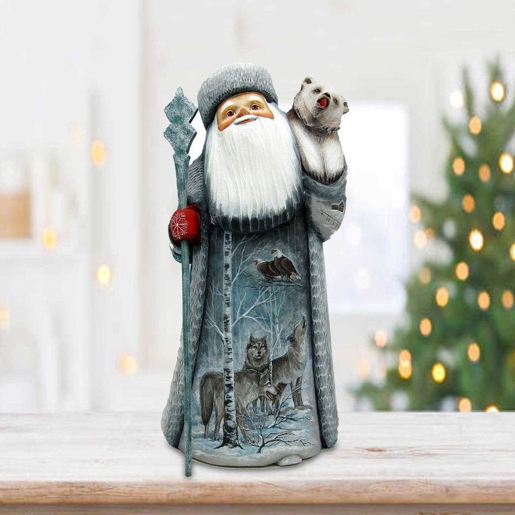 Signature Wolf Santa Hand-Painted WOODCARVED Masterpiece by G. DeBrekht - Wildlife Holiday Decor - 28217012 *** PRE-ORDER - Handmade Just for You! ***
