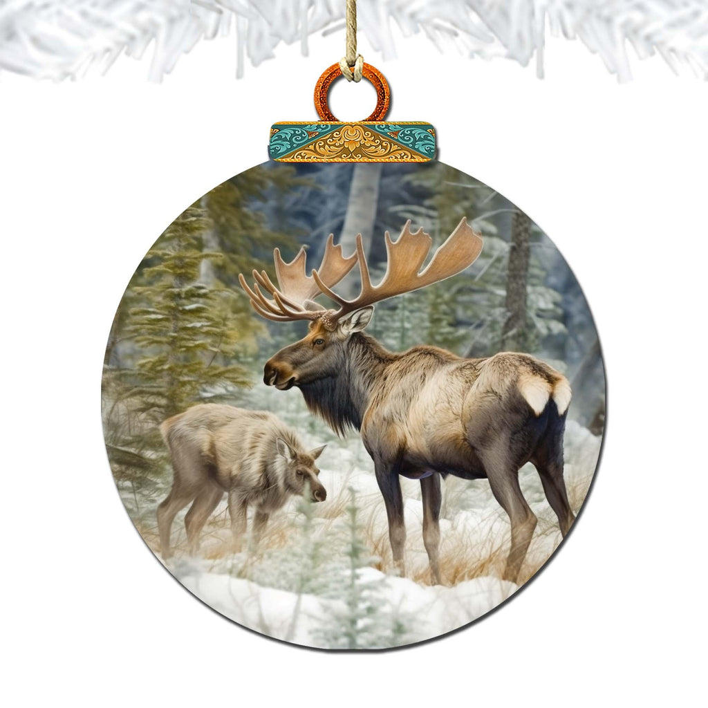 Elk in the Wilderness Wooden Ornaments by G.Debrekht - Wildlife Holiday Decor - 870055