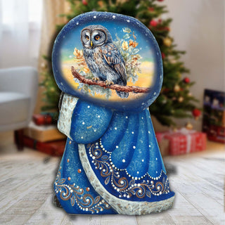 Wise Owl Santa with Bag Hand-Painted WOODCARVED Masterpiece by G. DeBrekht - Christmas Decor - 8215563
