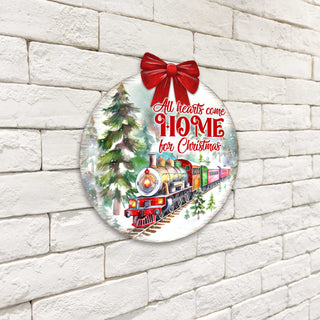 All Hearts Come Home for Christmas Sign Front door welcome sign Main entrance banner Welcome sign - Wooden front porch decor - 933115H