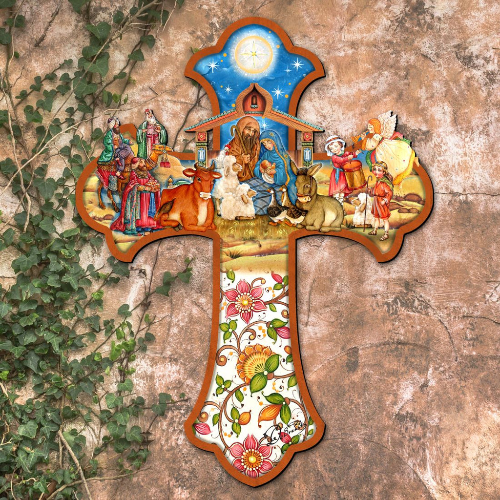 Nativity Cross Outdoor Decor by G. DeBrekht - Nativity Holiday Decor - 8191164F-XLG