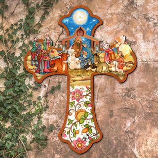 Nativity Cross Outdoor Decor by G. DeBrekht - Nativity Holiday Decor - 8191164F-XLG