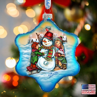 Playful Snowman Glass Ornament by G. DeBrekht - Christmas Santa Snowman Decor - 754-202