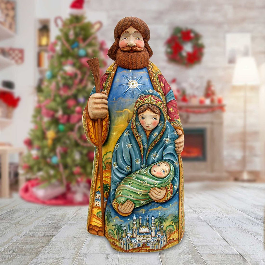 Nativity The Holy Family Hand-Painted WOODCARVED Masterpiece by G. DeBrekht - Nativity Holiday Decor - L265100 - SPECIAL ORDER *** PRE-ORDER - Handmade Just for You! ***