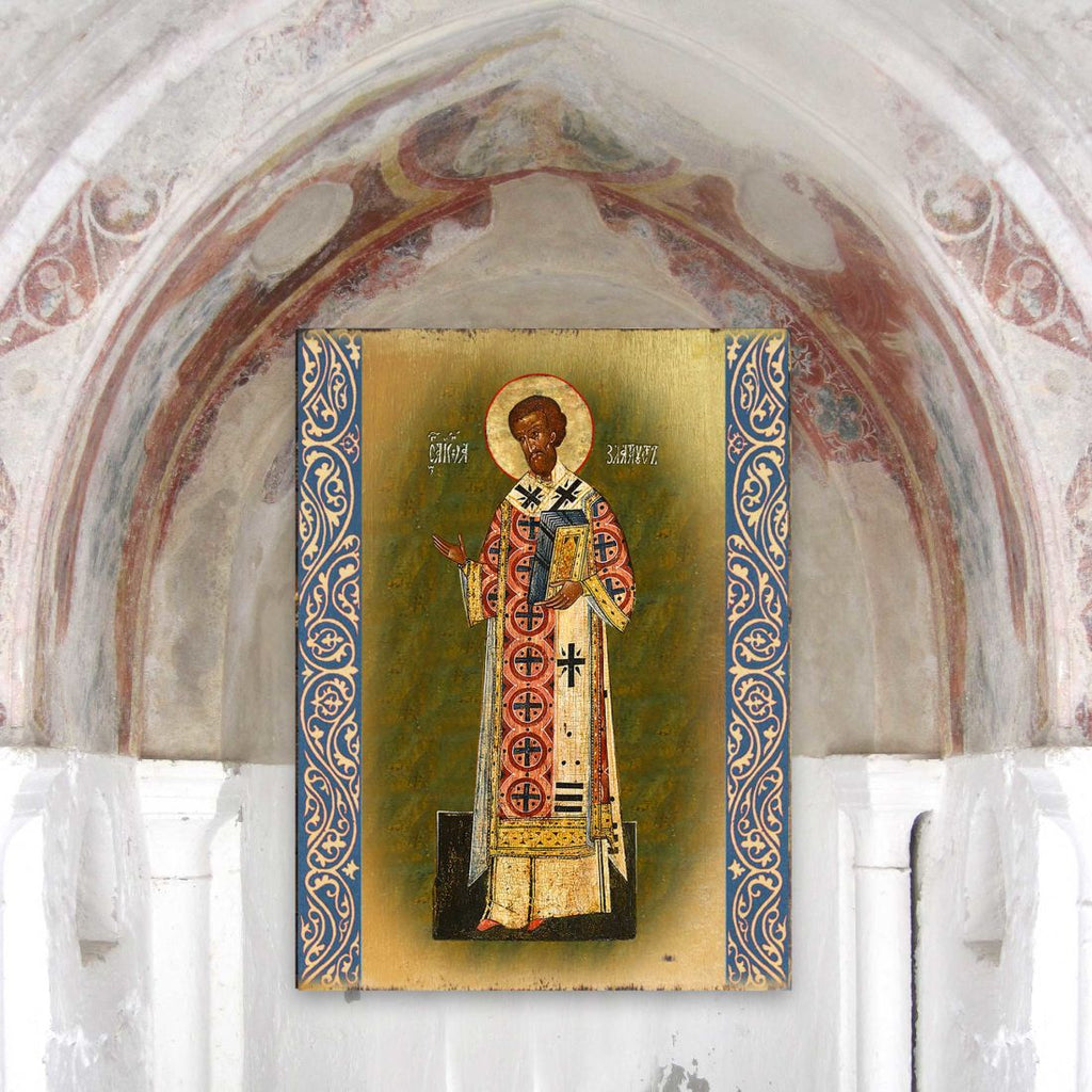 Saint Chrysostom Wooden Gold Plated Religious Christian Sacred Icon - Inspirational Icon Decor - 85054