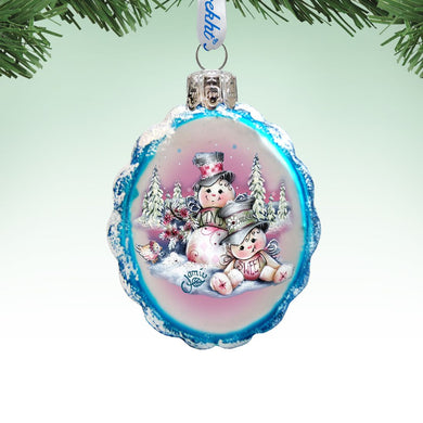 Snowman Mercury Glass Ornament by Jamie Mills-Price - Christmas Santa Snowman Decor - 778201-JM