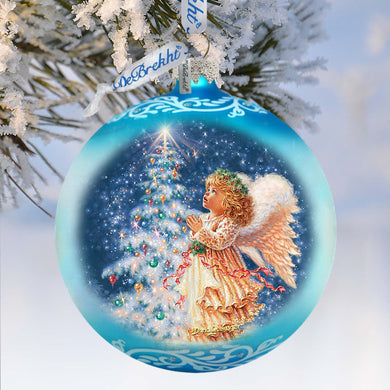 Angels Christmas Wish Lg Glass Ornament by D.Gelsinger - Christmas Holiday Decor - 73961