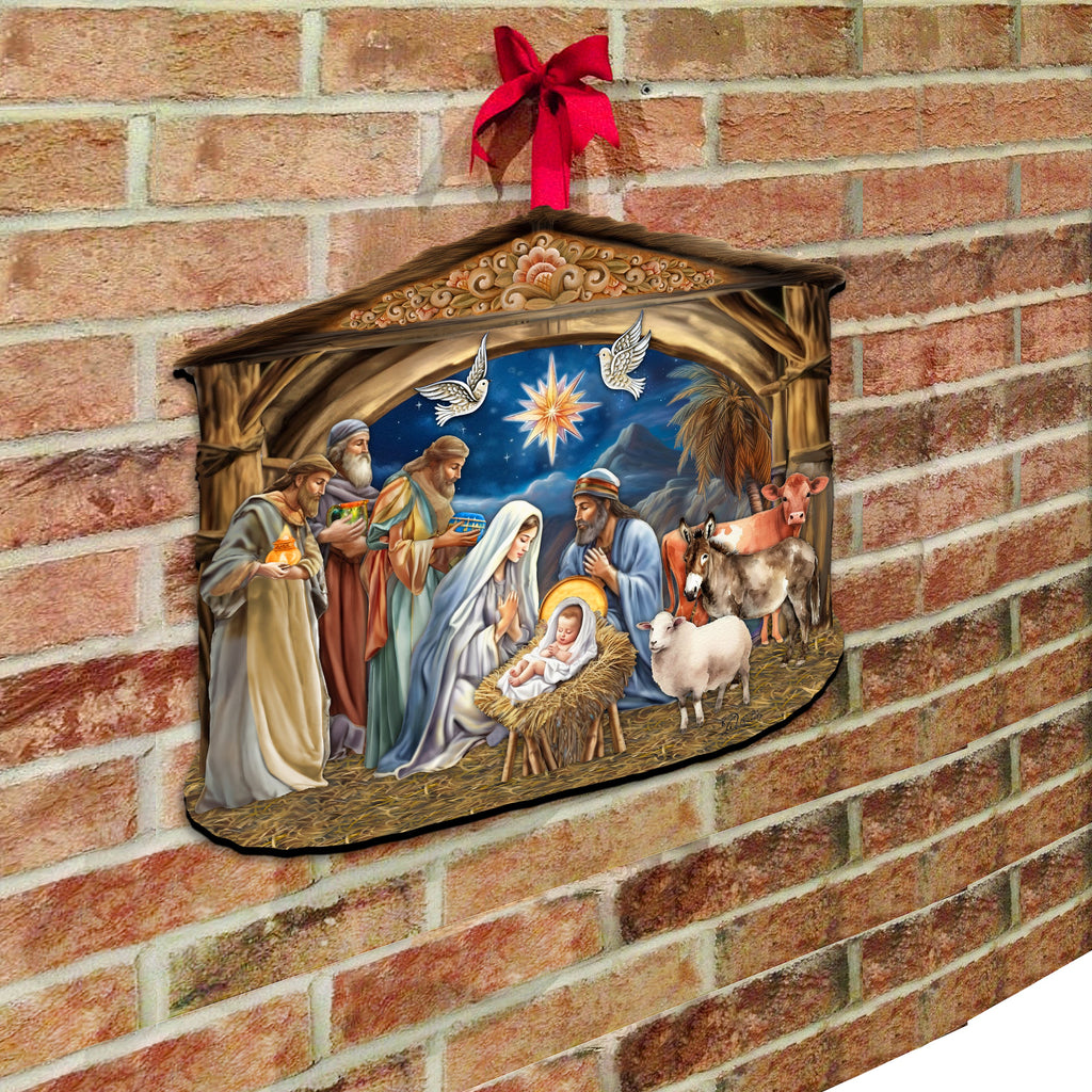 The Birth of Jesus Nativity Scene Holiday Door Decor by G. Debrekht - Nativity Holiday Decor - 8652761H