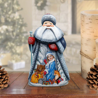 the Snow Maiden with Her Friends Santa Hand-Painted WOODCARVED Figurine by G. DeBrekht - Christmas Decor - 2821490