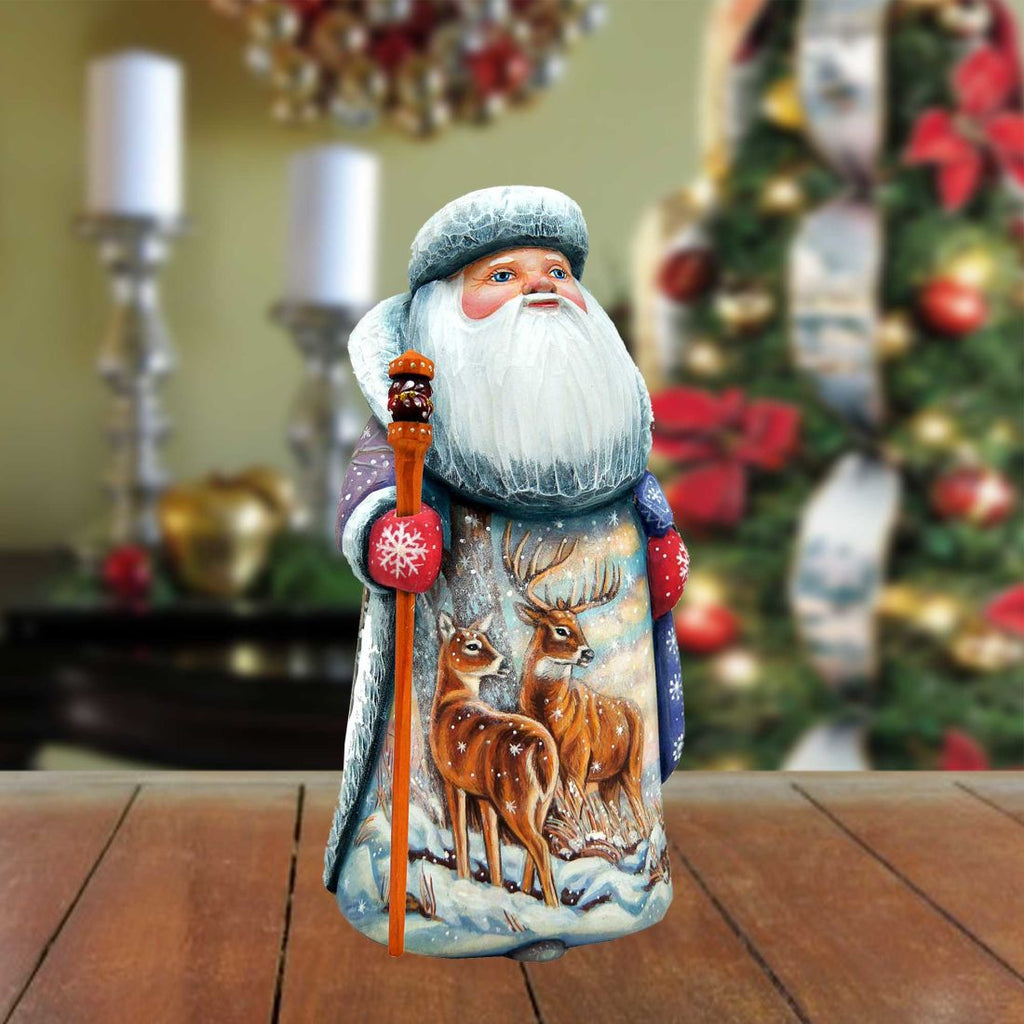 Santa Reindeer Family Hand-Painted WOODCARVED Masterpiece by G. DeBrekht - Wildlife Holiday Decor - 821512 *** PRE-ORDER - Handmade Just for You! ***