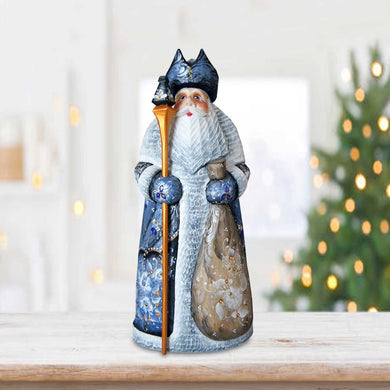 Ornamental Santa Blue Hand-Painted WOODCARVED Masterpiece by G. DeBrekht - Christmas Decor - 8201021 *** PRE-ORDER - Handmade Just for You! ***