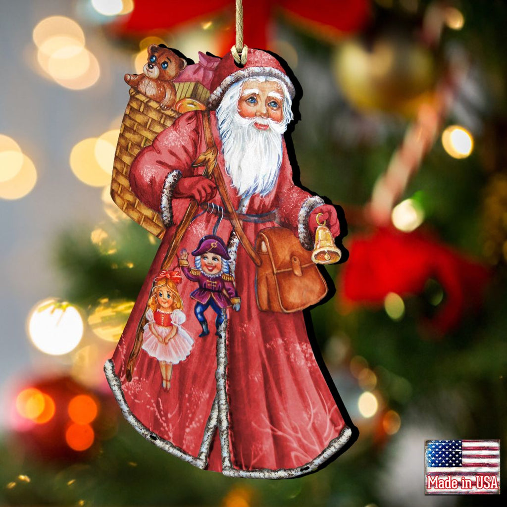 Saint Nick Christmas Wooden Ornaments by G. DeBrekht - Christmas Santa Snowman Decor - 8124120