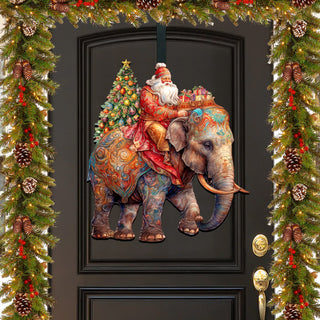 Santa on Elephant Holiday Door Decor  by G. Debrekht - Christmas Decor - 8611043-2H