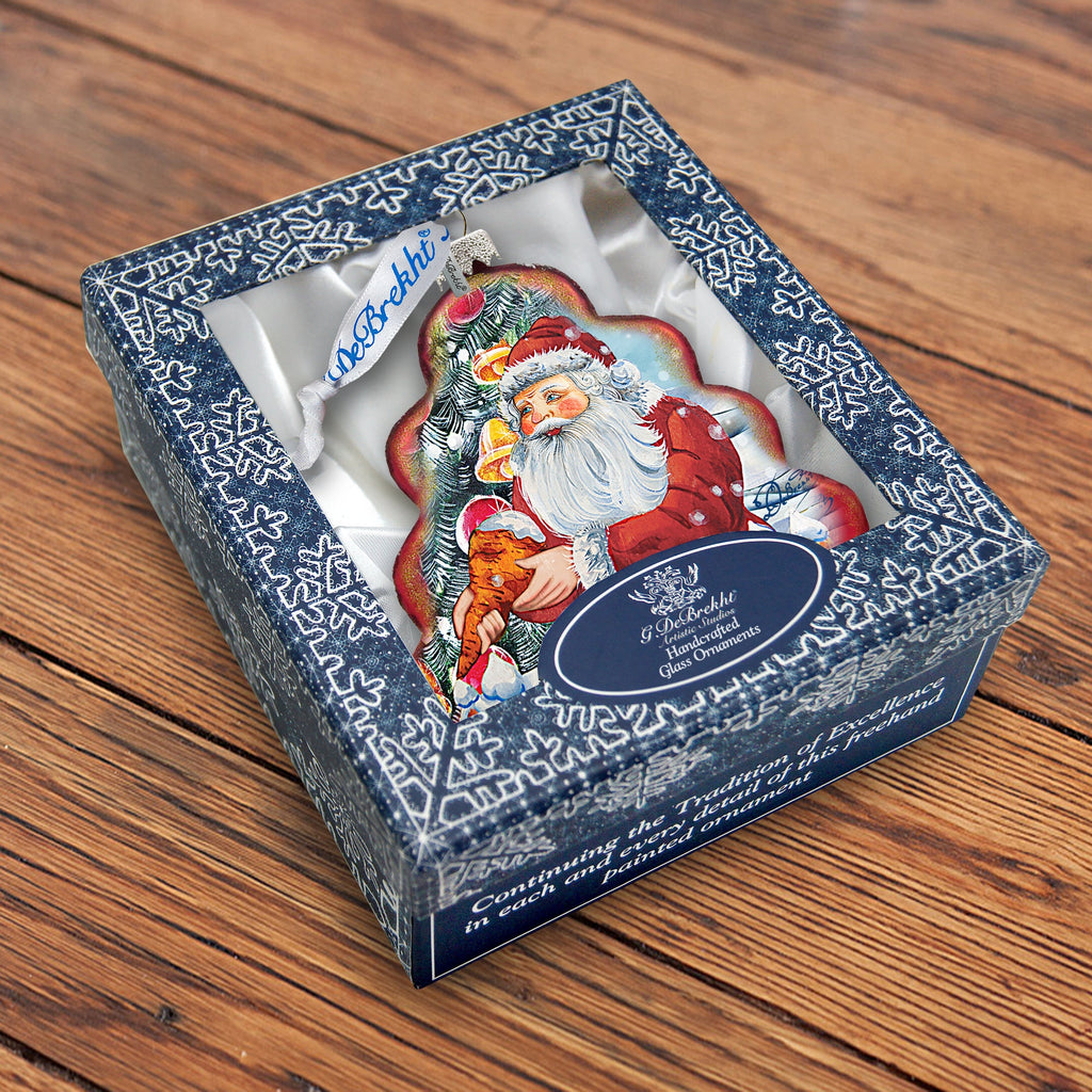 Gingerbread Tree Glass Ornament by G. DeBrekht - Christmas Santa Snowman Decor - 762-015