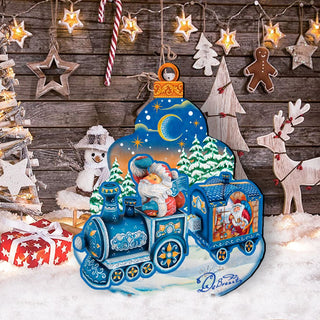 Santa Arrival Christmas Outdoor Yard Sign by G. DeBrekht - Christmas Santa Snowman Decor - 8112180F