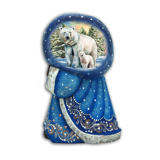 Polar Bears Santa with Bag Hand-Painted WOODCARVED Masterpiece by G. DeBrekht - Christmas Decor - 8215561