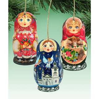 Story Dolls Wooden Ornaments Set of 3 by G. DeBrekht - Christmas Decor - 8100108S3