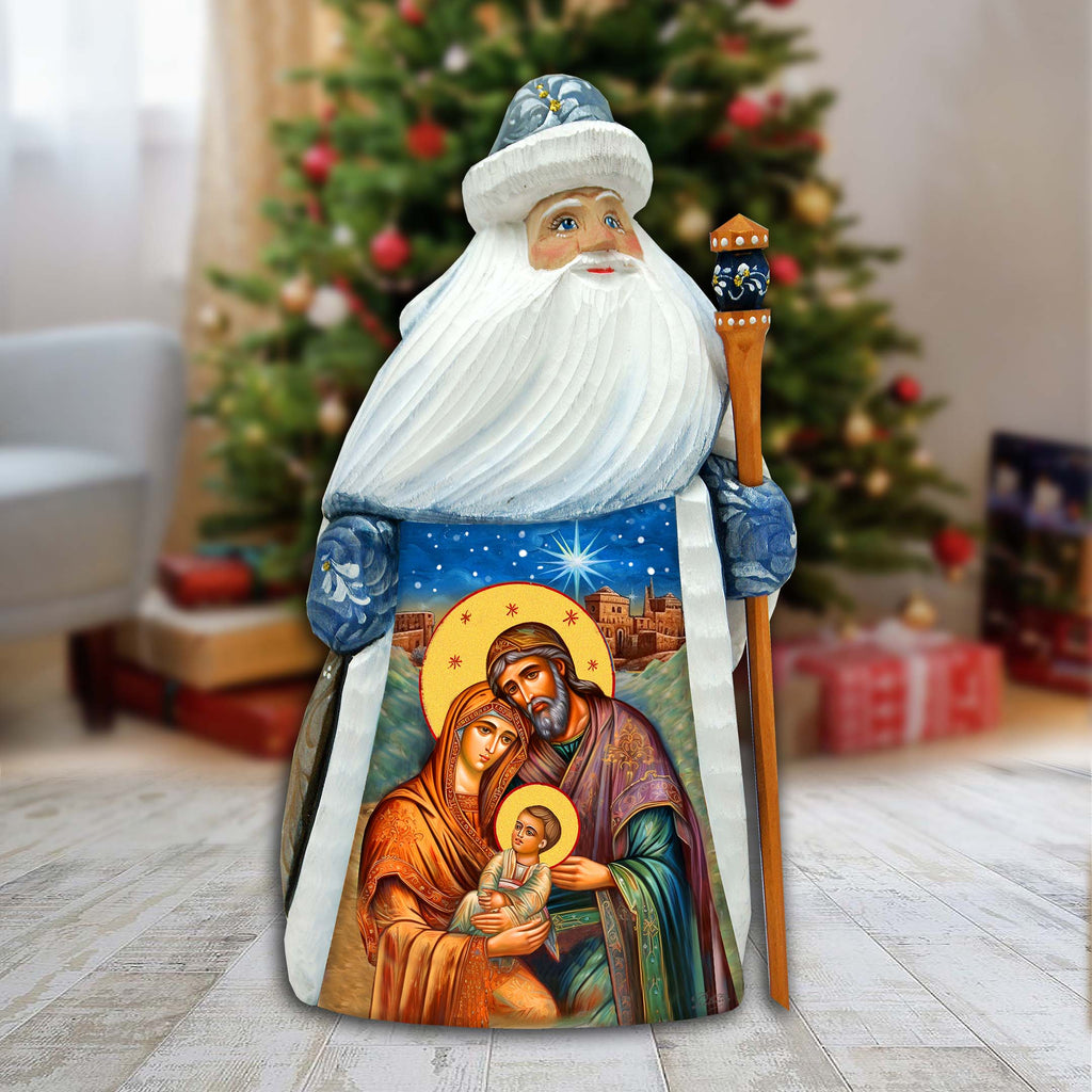 Orthodox Nativity Santa Hand-Painted WOODCARVED Figurine by G. DeBrekht - Nativity Holiday Decor - 8209021