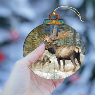Elk in the Wilderness Wooden Ornaments by G.Debrekht - Wildlife Holiday Decor - 870055