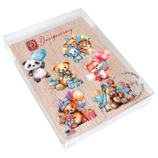 Happy Birthday Decorative Wooden Magnets Set of 6 by G. Debrekht - Family Love Decor - 8090035G-S6