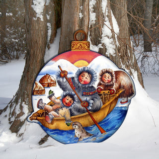 North Pole Santa Christmas Door Decor by G. DeBrekht - Christmas Santa Snowman Decor - 8117418H