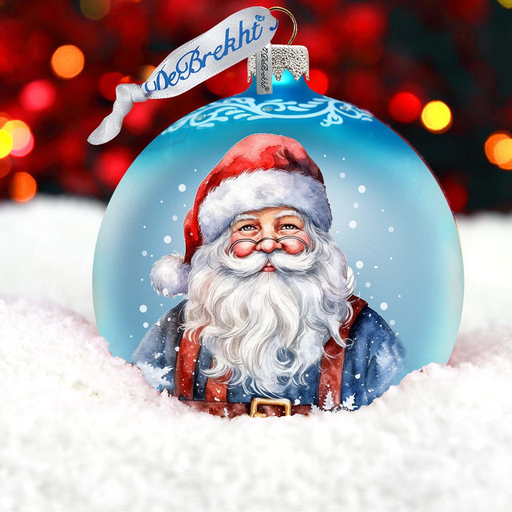Santa's Magical Presence Ball Glass Ornament by G. Debrekht - Christmas Santa Snowman Decor - 73375