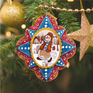 Playful Mr. Snowman Hand-Painted Christmas Figurine Sculpted Hand-Painted Christmas Ornament by G. DeBrekht - Christmas Santa Snowman Decor - 6102442