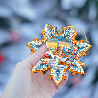 Christmas Night Snowflake Wooden Ornaments by G. Debrekht - Christmas Decor - 8688416