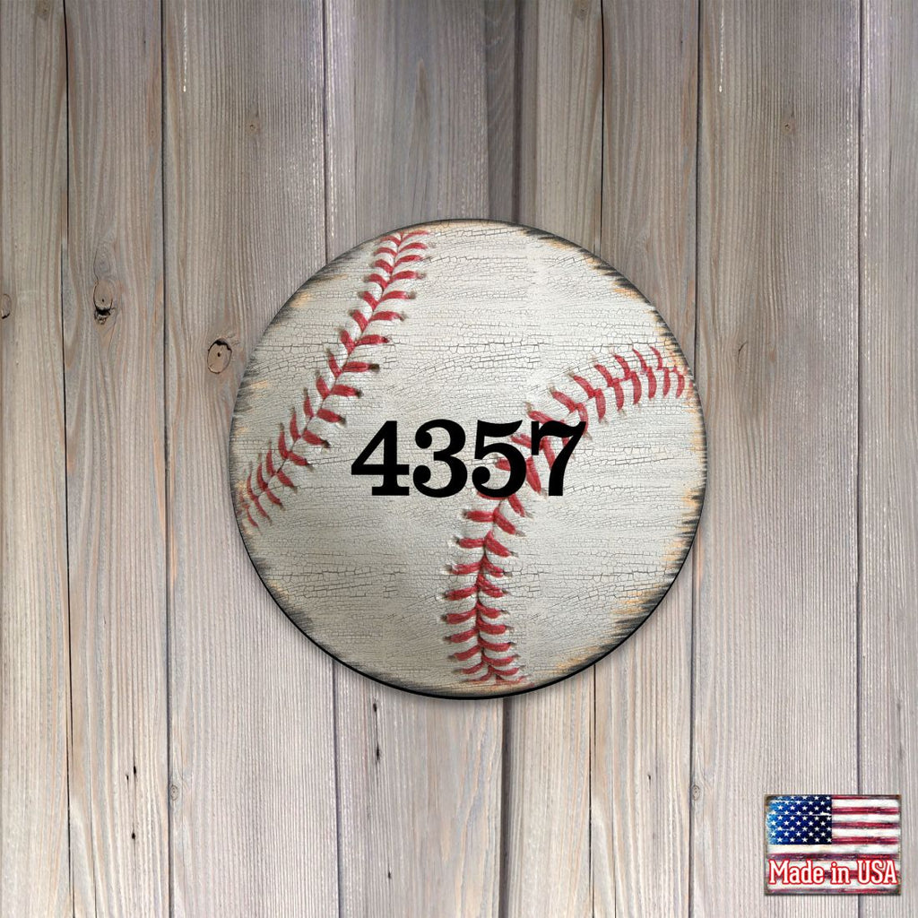 Baseball Wooden Custom House Number Sign by G. DeBrekht - Love Family Kids Decor - Address Sign - MA989803